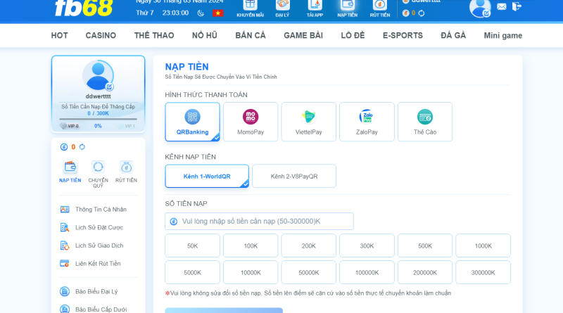 Cùng Fb68vi.com tìm hiểu cách nạp tiền FB68 – Chi tiết từng bước cho tân thủ