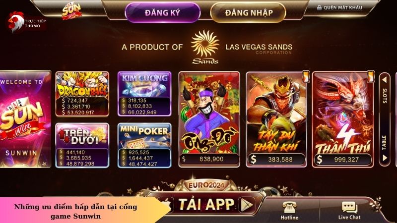 Những ưu điểm hấp dẫn tại cổng game Sunwin